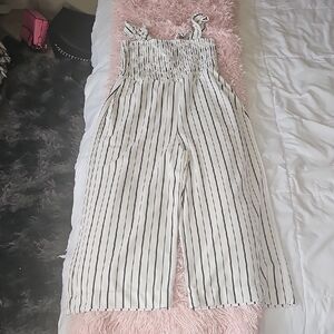 White And Black Stripped Romper -